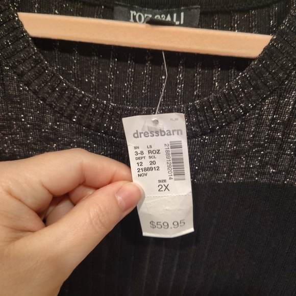 Roz & Ali NWT Color Block Long Sleeve Sweater Dress Sz 2X Party Career Event - Picture 3 of 8